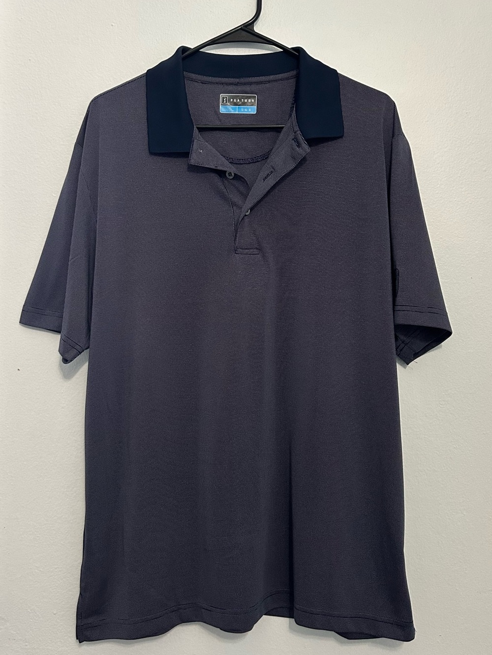 PGA Tour Men’s Purplish Polo with Navy Collar